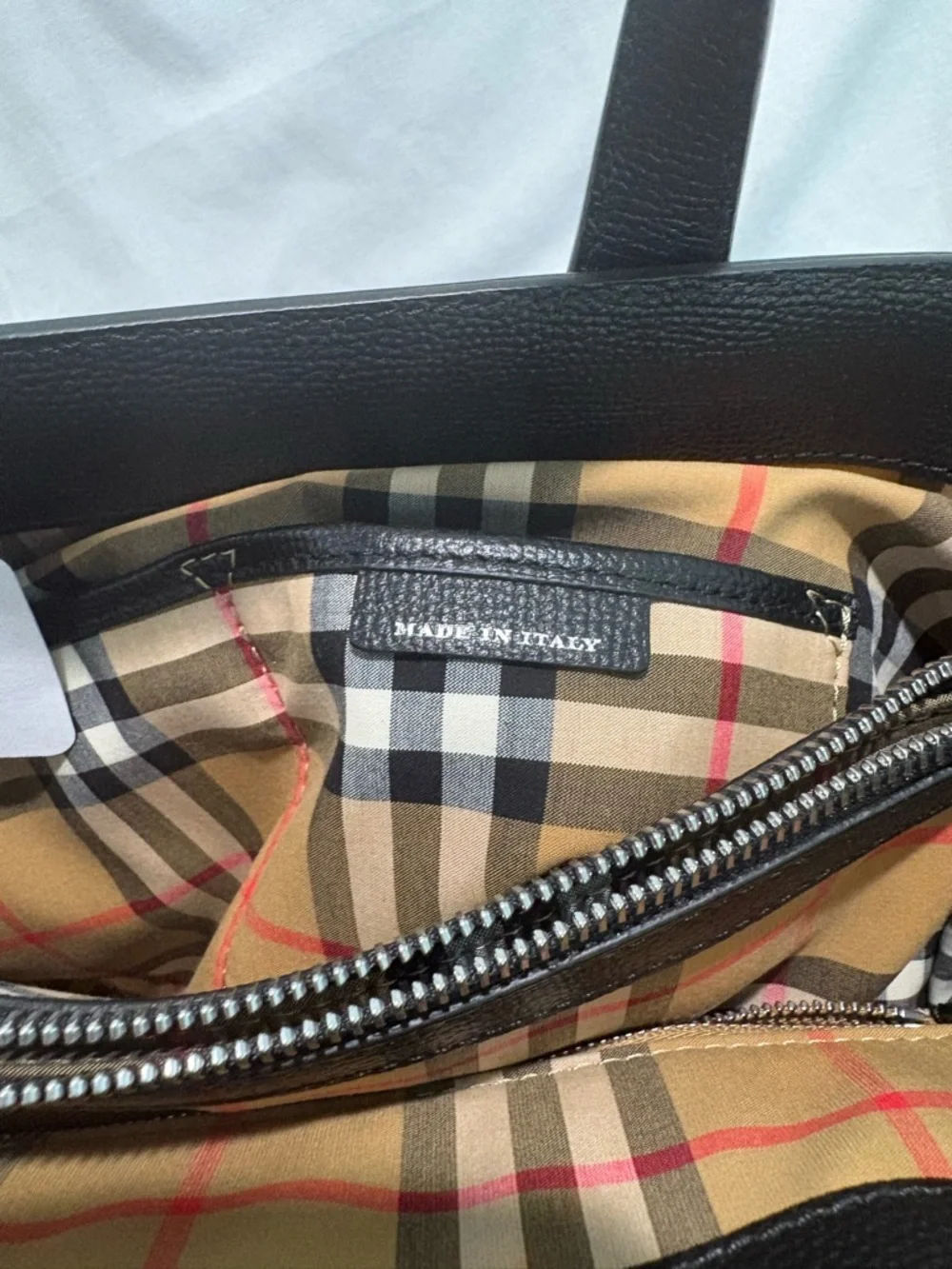 Authentic Burberry Black Banner Derby Leather Tote bag New w/ Dust Bag & Cards - Picture 12 of 14